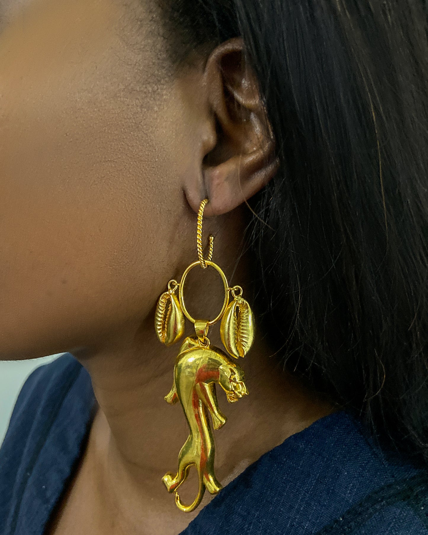 6 WEEK PREORDER - The N Cowrie Leopard Drop Earrings