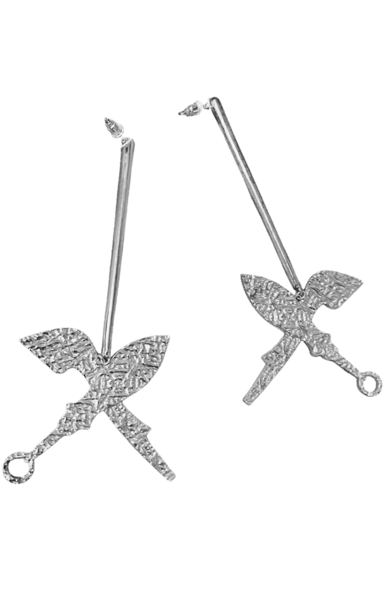 Silver Ajibola x SOA Silhouette Bar Earrings