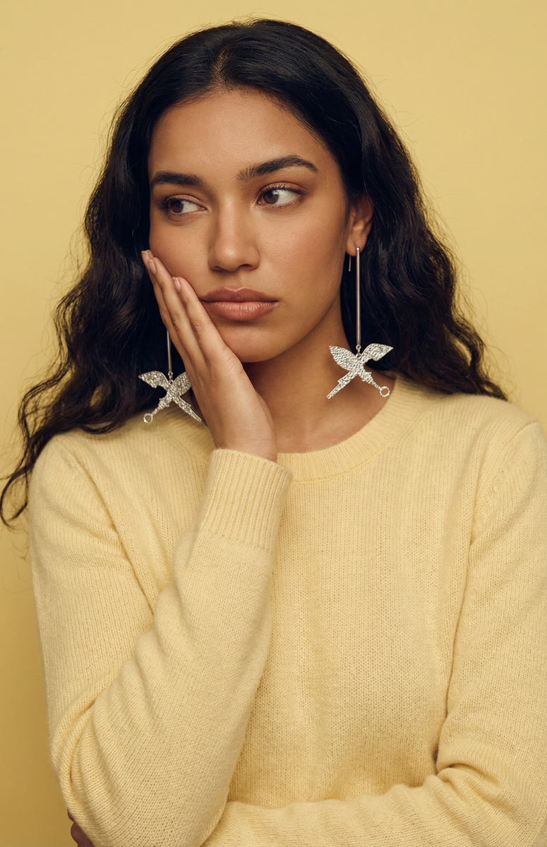 Silver Ajibola x SOA Silhouette Bar Earrings