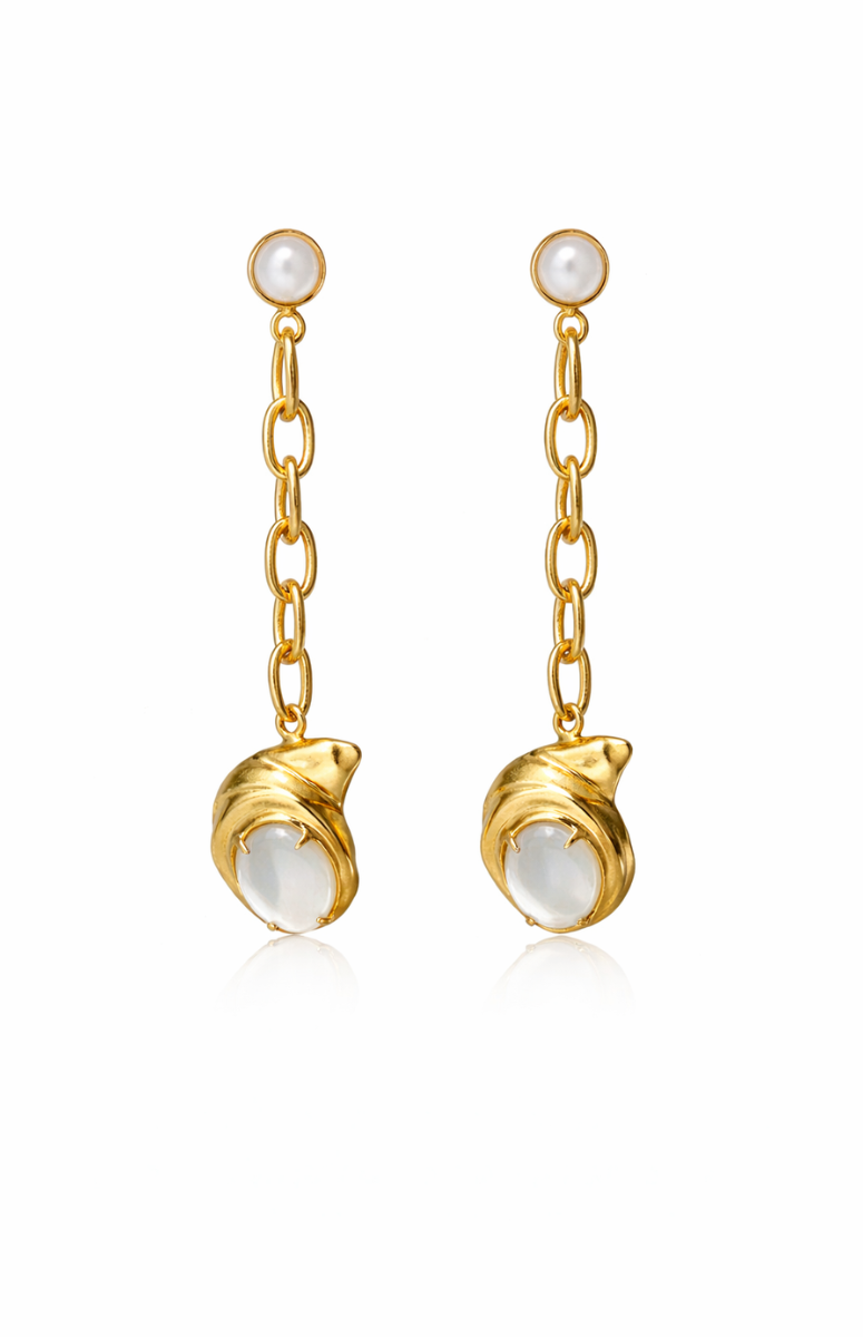 Olajumoke 'Gele' Chain & Pearl Drop Earrings