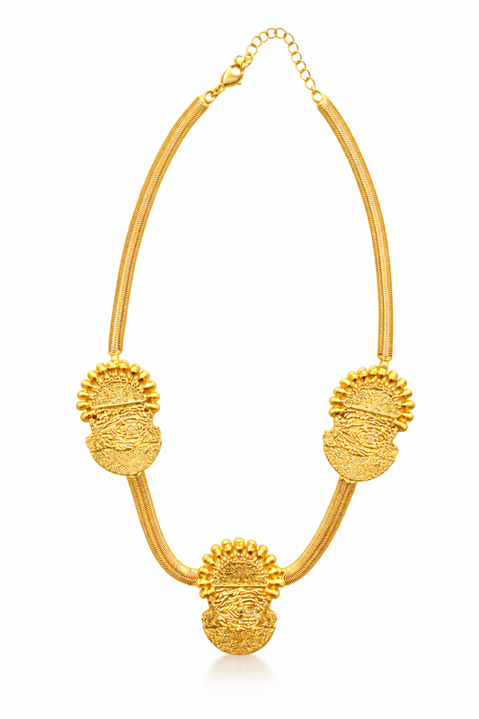 Zena Triple Idia Mask Collar Necklace