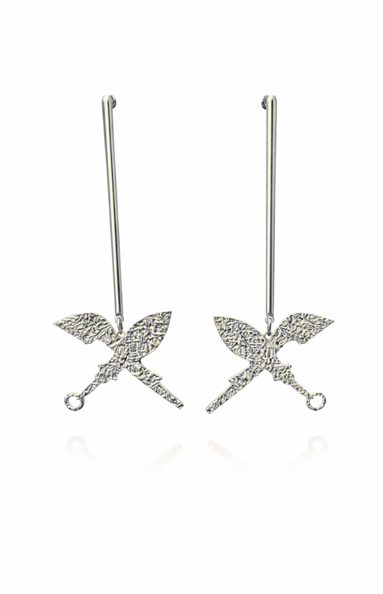 Silver Ajibola x SOA Silhouette Bar Earrings