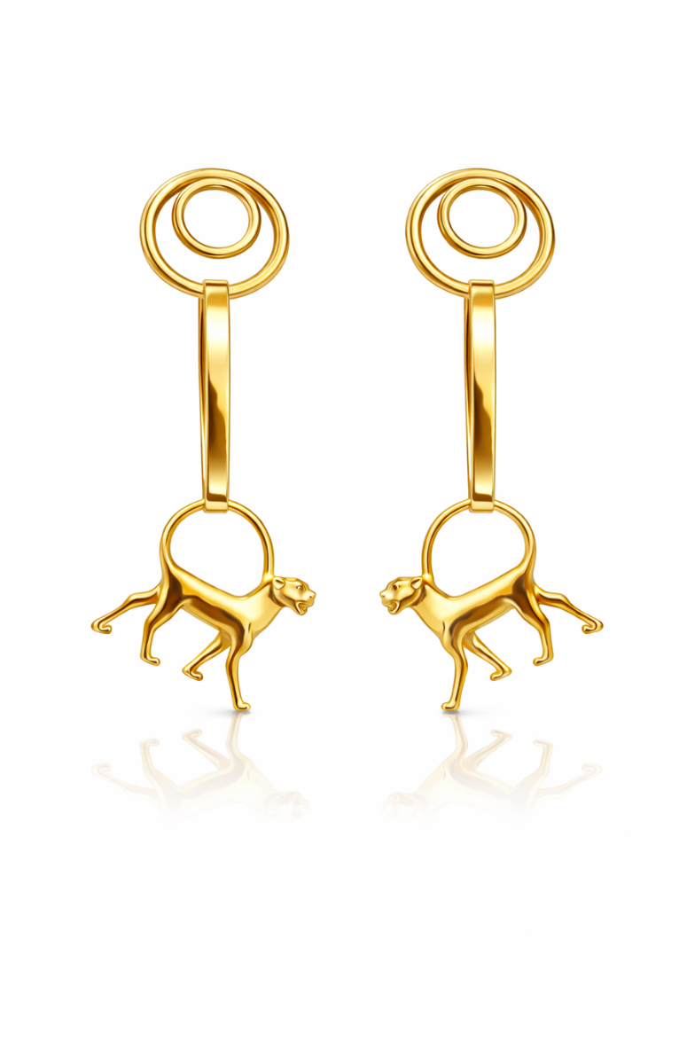 Bonoselulu Triple Hoop Leopard Drop Earrings (Glossy)