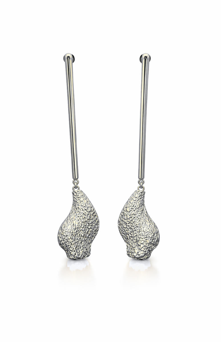 Silver KO x Idia Silhouette Bar Earrings