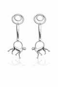Silver Bonoselulu Triple Hoop  Leopard Drop Earrings (Glossy)