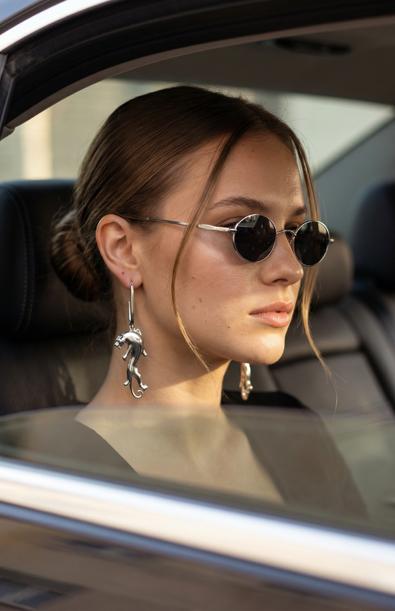 Ivie Leopard Hoop Earrings in Silver