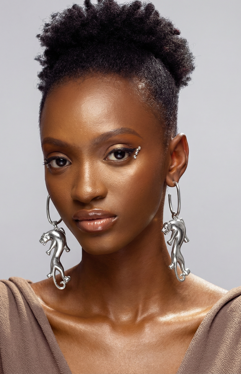 Ivie Leopard Hoop Earrings in Silver