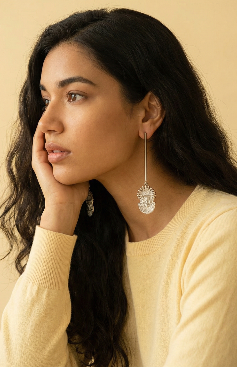 Silver Adunni x  Idia Bar Earrings