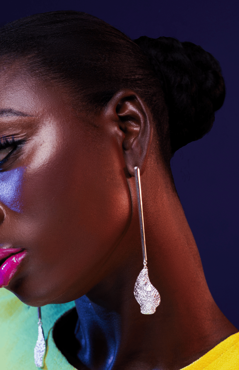 Silver KO x Idia Silhouette Bar Earrings