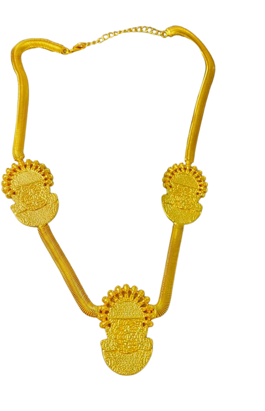 Zena Triple Idia Mask Collar Necklace